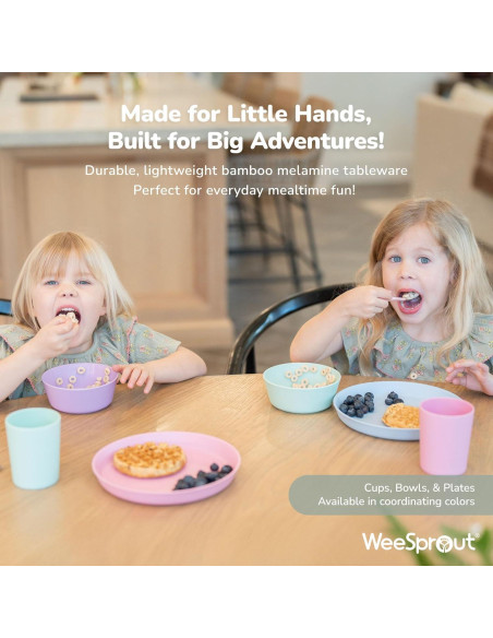 Set de 4 Platos de Bambú WeeSprout para Niños - Apto Lavavajillas Set de 4 Platos de Bambú WeeSprout para Niños - Apto Lavavajillas