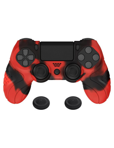 Funda de Silicona PlayVital Rojo y Negro para Controlador PS4