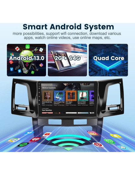 Estéreo Android 13 para Toyota Hilux 2005-2014, 9" HD, CarPlay Estéreo Android 13 para Toyota Hilux 2005-2014, 9" HD, CarPlay
