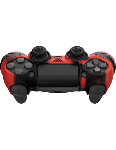 Funda de Silicona PlayVital Rojo y Negro para Controlador PS4