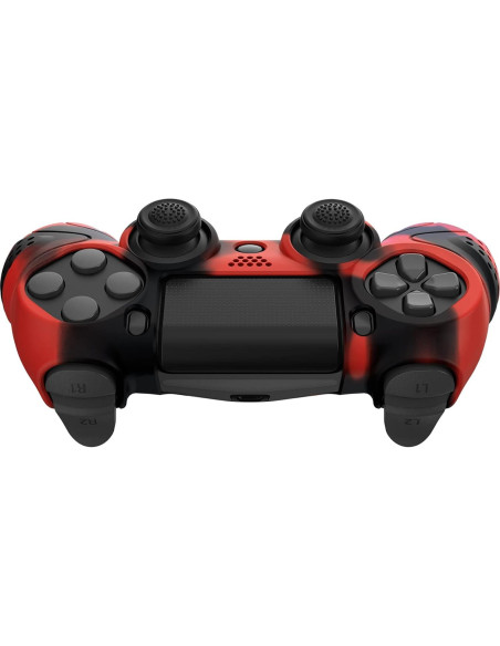 Funda de Silicona PlayVital Rojo y Negro para Controlador PS4 Funda de Silicona PlayVital Rojo y Negro para Controlador PS4