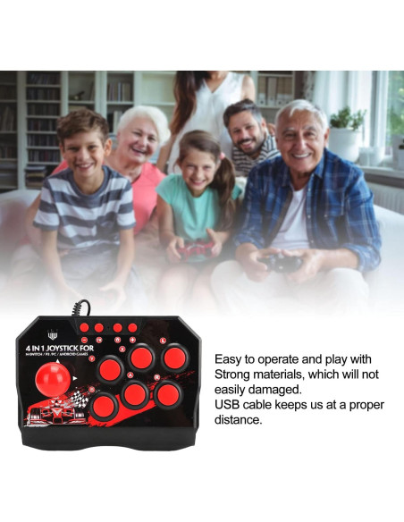 Controlador de Lucha USB Ergonómico para PS3/Switch/PC - Negro y Rojo Controlador de Lucha USB Ergonómico para PS3/Switch/PC - Negro y Rojo