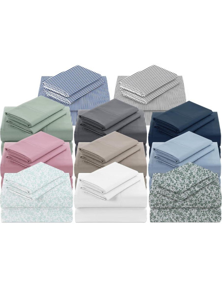 Sábanas de Cama MyPillow Reina 100% Algodón 200 Hilos Azul Sábanas de Cama MyPillow Reina 100% Algodón 200 Hilos Azul