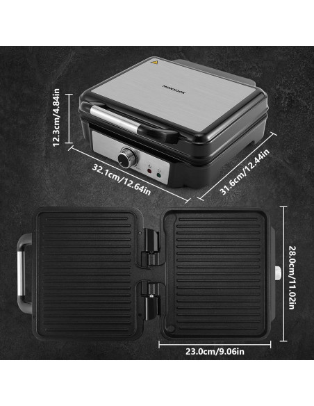 Prensa Panini MONXOOK 1400W 4 Rebanadas Acero Inoxidable Prensa Panini MONXOOK 1400W 4 Rebanadas Acero Inoxidable