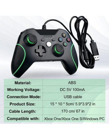 Controlador USB OSTENT Gamepad Xbox One S Negro