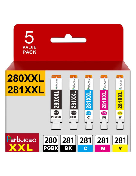 Cartuchos de tinta compatibles Canon PGI-280 CLI-281 - Paquete de 5 Cartuchos de tinta compatibles Canon PGI-280 CLI-281 - Paquete de 5