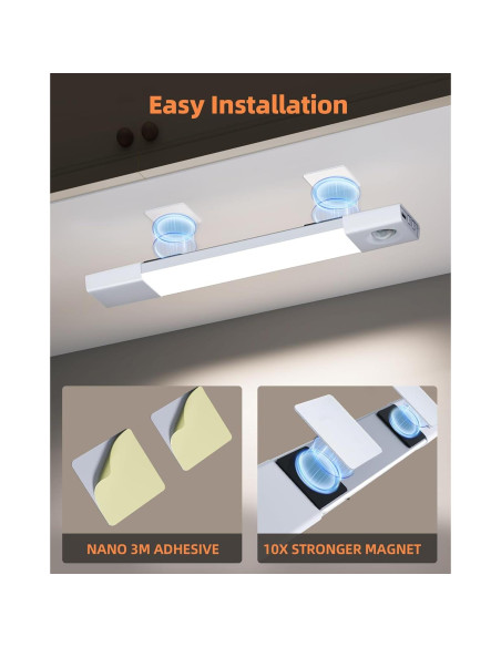 EZVALO 6 Pack Luces LED Bajo Gabinete Recargables con Sensor EZVALO 6 Pack Luces LED Bajo Gabinete Recargables con Sensor