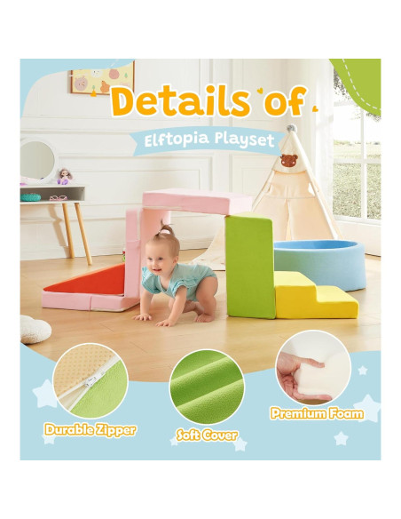 Conjunto de Juego Suave Elftopia con Bloques de Escalada y Piscina de Pelotas - Multicolor Conjunto de Juego Suave Elftopia con Bloques de Escalada y Piscina de Pelotas - Multicolor