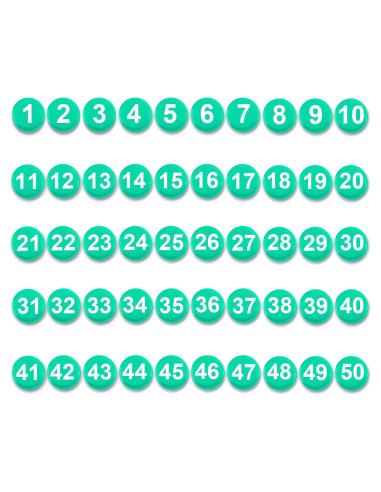 Números Magnéticos 1-50 Lasuroa 2cm Imán Redondo Verde