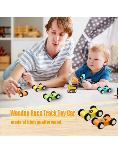Juego de 10 Mini Coches de Madera Lragvtbk para Niños