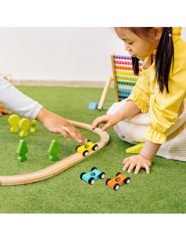 Juego de 10 Mini Coches de Madera Lragvtbk para Niños