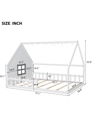 Cama Montessori Completa Bellemave Blanca con Luces LED