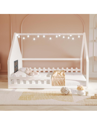 Cama Montessori Completa Bellemave Blanca con Luces LED