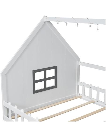 Cama Montessori Completa Bellemave Blanca con Luces LED Cama Montessori Completa Bellemave Blanca con Luces LED
