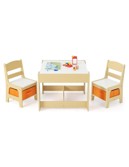 Conjunto de Mesa y Sillas para Niños Fireflowery 3 en 1 Natural Conjunto de Mesa y Sillas para Niños Fireflowery 3 en 1 Natural