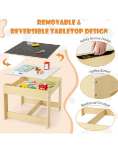 Conjunto de Mesa y Sillas para Niños Fireflowery 3 en 1 Natural 2