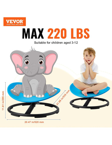 Silla Giratoria para Niños VEVOR Azul, 100 kg, 360 Sensory