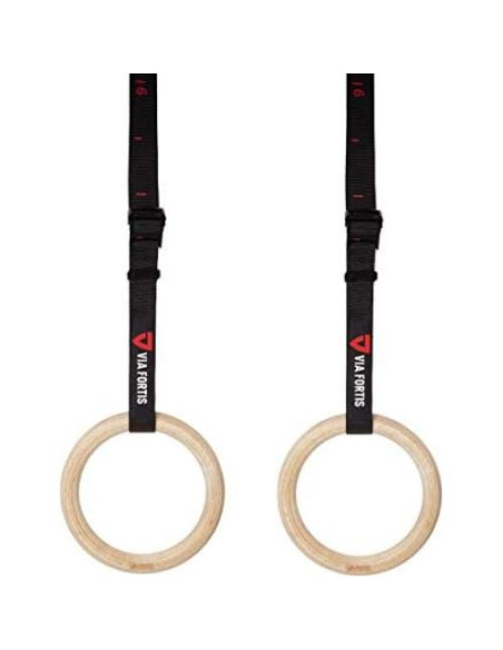 Anillos de Gimnasia de Madera VIA FORTIS con Correas Anchas Anillos de Gimnasia de Madera VIA FORTIS con Correas Anchas