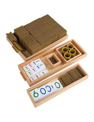 Juego de Matemáticas Montessori Adena - Cuentas Doradas 100 Unidades