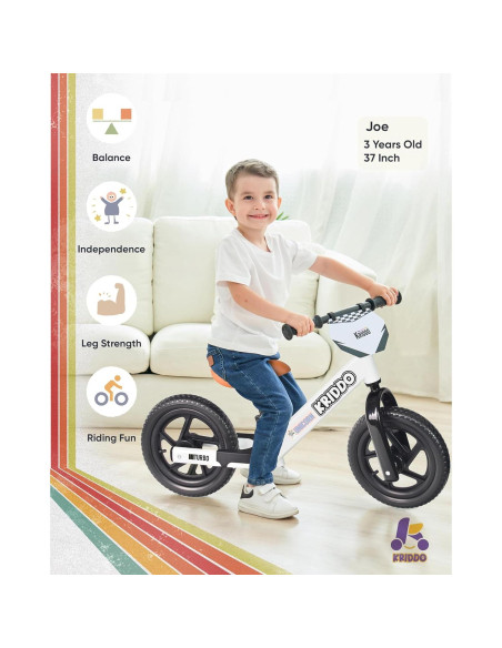 Bicicleta de Equilibrio KRIDDO Blanca para Niños 2-5 Años Bicicleta de Equilibrio KRIDDO Blanca para Niños 2-5 Años
