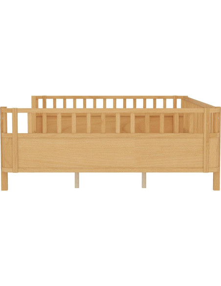 Cama Montessori Queen Bellemave con Barandillas Altas Natural Cama Montessori Queen Bellemave con Barandillas Altas Natural