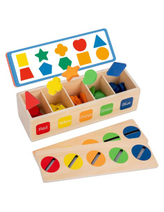 Clasificador de Formas de Madera Adena Montessori - Juguete Educativo para Niños 2-3 Años