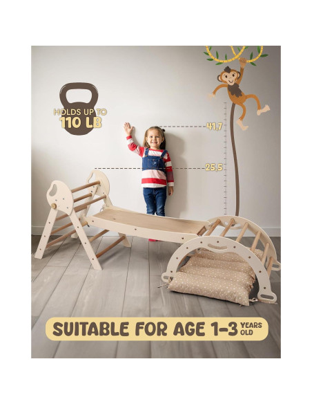 Juego de Escalada Montessori 5 en 1 Goodevas - Triángulo Pikler, Arco, Cojín Juego de Escalada Montessori 5 en 1 Goodevas - Triángulo Pikler, Arco, Cojín