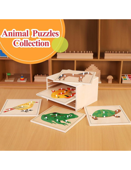 Rompecabezas Montessori Tortuga de Madera 7 Piezas para Niños 3-6 Años Rompecabezas Montessori Tortuga de Madera 7 Piezas para Niños 3-6 Años