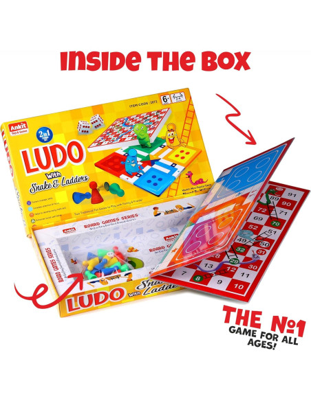 Juego de Mesa Ludo y Serpientes y Escaleras Ankit 2 en 1 Juego de Mesa Ludo y Serpientes y Escaleras Ankit 2 en 1