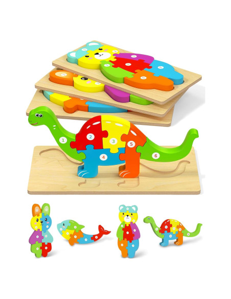 Rompecabezas de Madera Montessori Yetonamr 4 Piezas 3-5 Años Rompecabezas de Madera Montessori Yetonamr 4 Piezas 3-5 Años