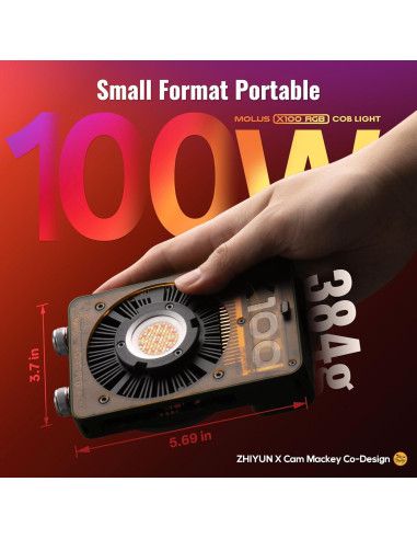 Luz de Video ZHIYUN MOLUS X100 RGB 100W con Kit Snoot Óptico