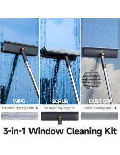 Kit de Limpieza de Ventanas CTIME 3 en 1 con Extensión 157 cm 2