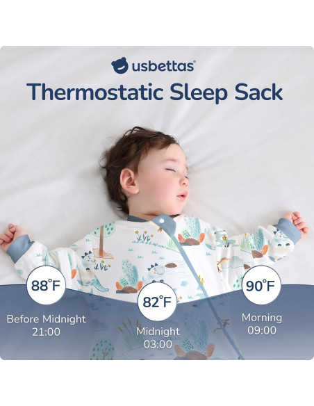 Saco de dormir para bebé 2.5 TOG Algodón Dinosaurio 12-24 meses Saco de dormir para bebé 2.5 TOG Algodón Dinosaurio 12-24 meses