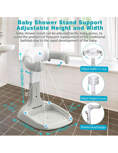 Soporte de Ducha Plegable para Bebés Ajustable - Antideslizante