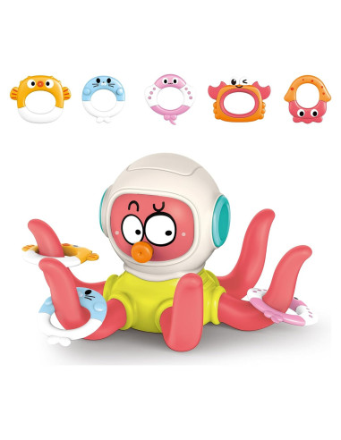 Juguete de baño pulpo flotante Caterbee con 5 anillos coloridos