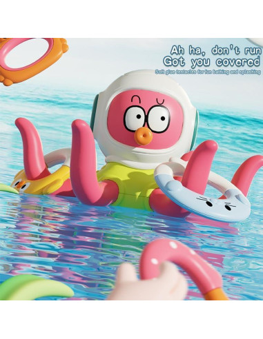 Juguete de baño pulpo flotante Caterbee con 5 anillos coloridos