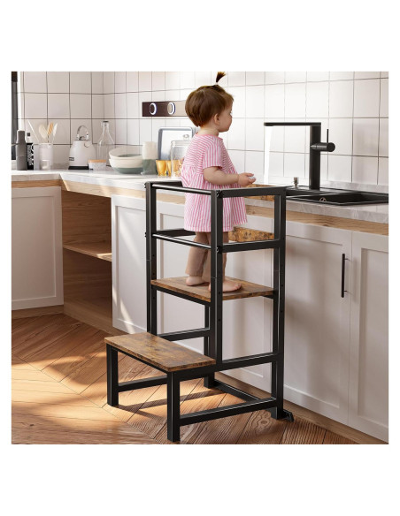 Escalera de Cocina Ajustable INNOD para Niños con Barandilla Escalera de Cocina Ajustable INNOD para Niños con Barandilla