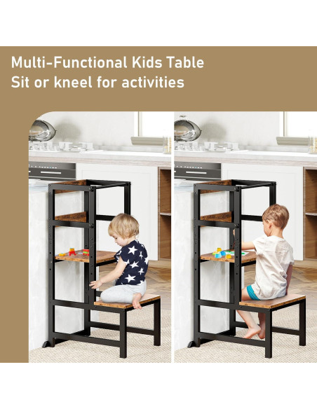 Escalera de Cocina Ajustable INNOD para Niños con Barandilla Escalera de Cocina Ajustable INNOD para Niños con Barandilla