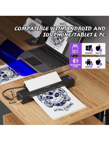 Impresora de Tatuajes TAIDU P19 Térmica Bluetooth 0.6kg