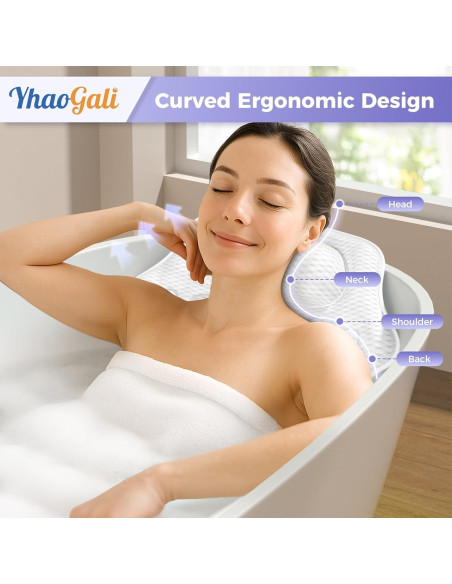 Almohada de Baño YHAOGALI Ergonómica con Ventosas Antideslizantes Almohada de Baño YHAOGALI Ergonómica con Ventosas Antideslizantes
