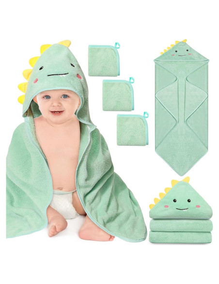 Toallas con Capucha para Bebés Sublaga - 4 Piezas Dinosaurio Toallas con Capucha para Bebés Sublaga - 4 Piezas Dinosaurio