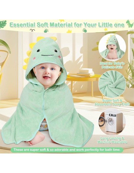 Toallas con Capucha para Bebés Sublaga - 4 Piezas Dinosaurio Toallas con Capucha para Bebés Sublaga - 4 Piezas Dinosaurio