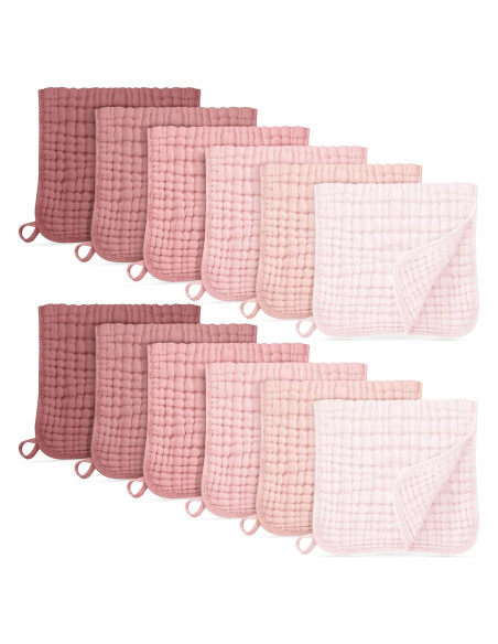 Paños de Eructo de Muselina Unnivoll 100% Algodón 12 Piezas Rosa Paños de Eructo de Muselina Unnivoll 100% Algodón 12 Piezas Rosa