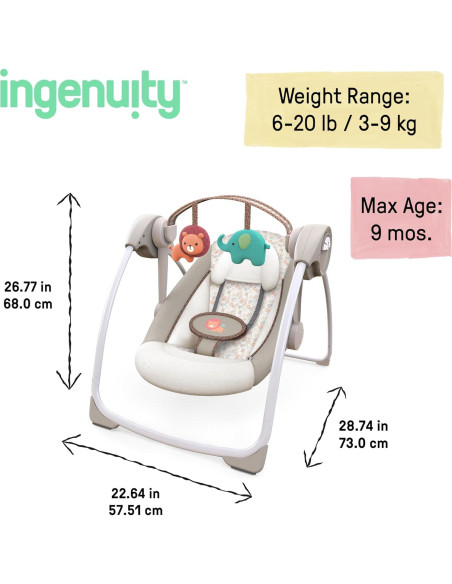 Columpio Portátil Ingenuity Soothe 'n Delight 6 Velocidades Bebés 0-9 Meses Columpio Portátil Ingenuity Soothe 'n Delight 6 Velocidades Bebés 0-9 Meses