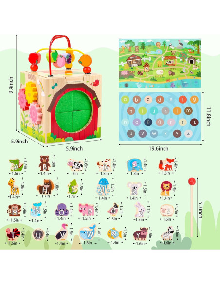 Cubo de Actividad de Madera Tooysea 7 en 1 para Niños 1-3 Años Cubo de Actividad de Madera Tooysea 7 en 1 para Niños 1-3 Años