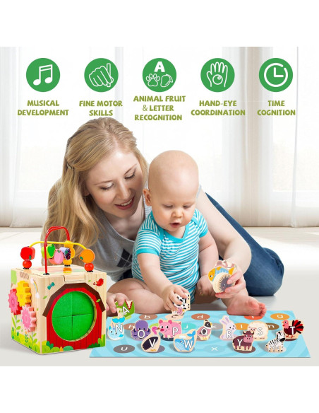 Cubo de Actividad de Madera Tooysea 7 en 1 para Niños 1-3 Años Cubo de Actividad de Madera Tooysea 7 en 1 para Niños 1-3 Años