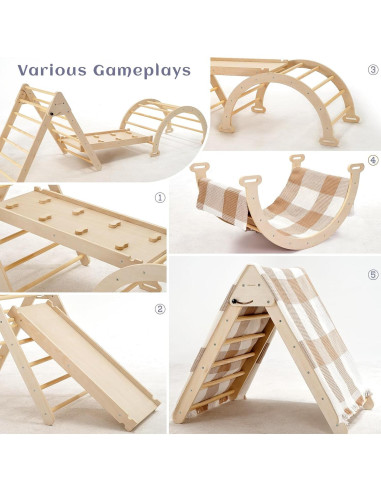 Triángulo de Escalada de Madera Montessori Pillowhale 284x71cm
