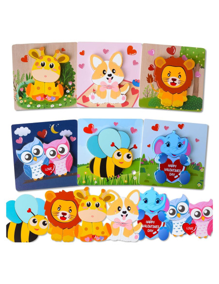 6 Rompecabezas de Madera San Valentín YIYEE para Niños 6 Rompecabezas de Madera San Valentín YIYEE para Niños