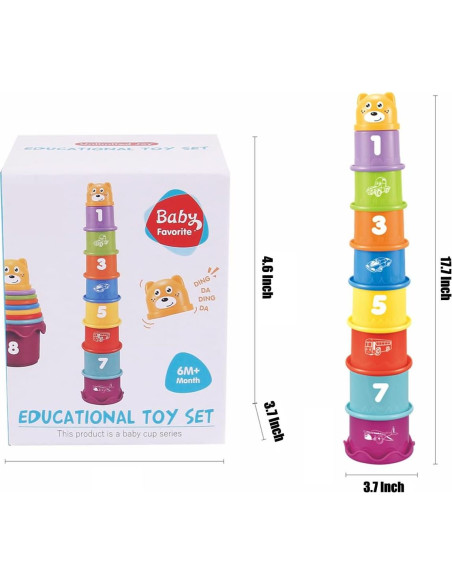 Juguete de Tazas Apilables Montessori Cosaway 6-18 meses Juguete de Tazas Apilables Montessori Cosaway 6-18 meses