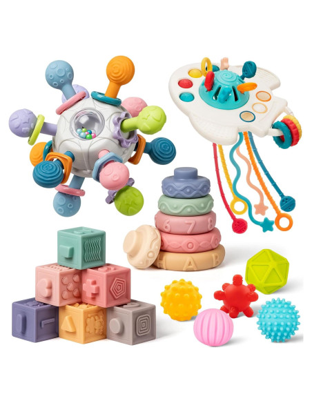 Juguetes Montessori 5 en 1 Jyusmile para Bebés 0-12 Meses Juguetes Montessori 5 en 1 Jyusmile para Bebés 0-12 Meses